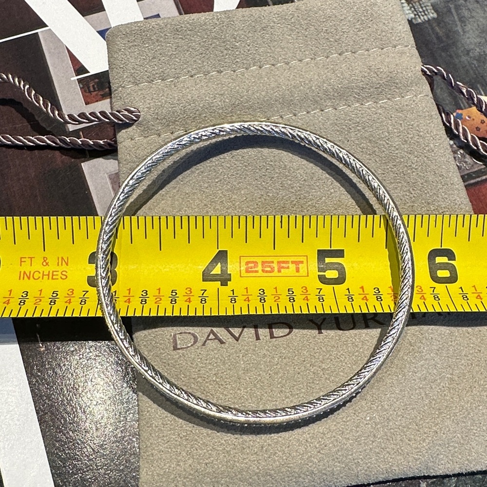 DAVID YURMAN Pave Outside Sterling Silver Bangle Bracelet. - Picture 10 of 10